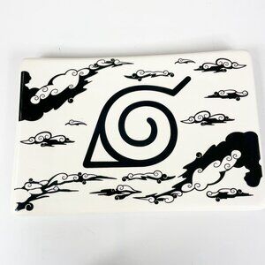 Naruto Shippuden Ceramic Sushi Tray Plate Hidden Leaf Village Symbol Black White